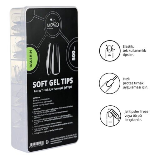 Tırnak Soft Gel Tips, Yeni Nesil Jel Tips, 500 Ad. (Balerin) - Görsel 2