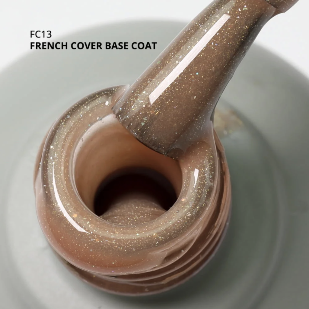 Kalıcı Oje için French Cover Rubber Base Coat FC13, Altın Simli Koyu Bronz