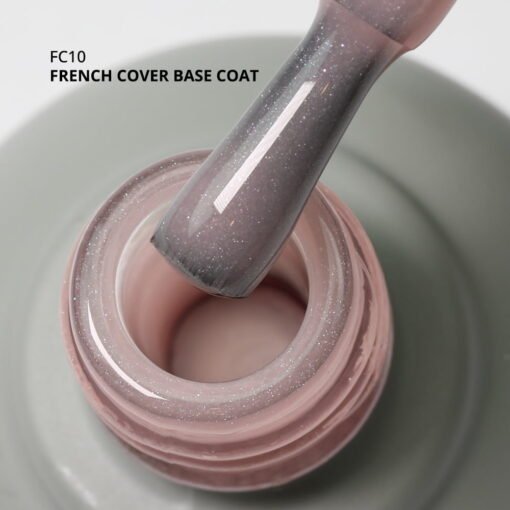 Kalıcı Oje için French Cover Rubber Base Coat FC10, Gümüş Simli Soft Pembe, 10 ml - Görsel 2
