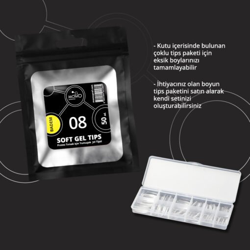 Soft Gel Tips, Yeni Nesil Jel Tips, Badem No:08, Tek Boy 50’li Yedek Paket - Görsel 3
