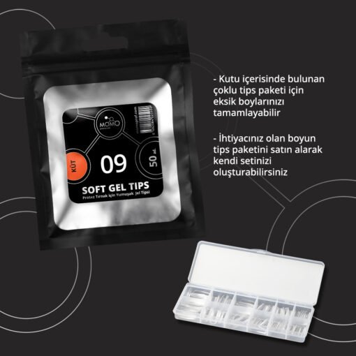 Soft Gel Tips, Yeni Nesil Jel Tips, Küt No:09, Tek Boy 50’li Yedek Paket - Görsel 3