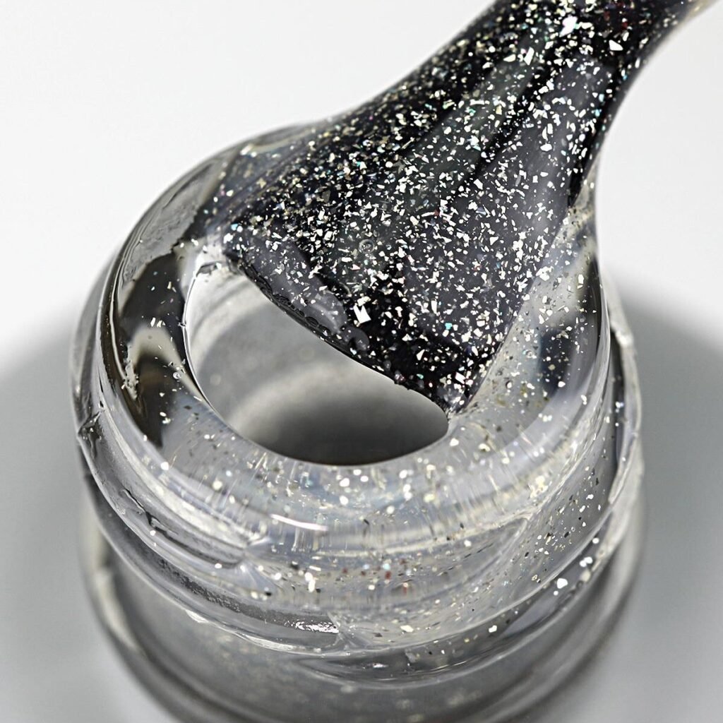 Glitter Top Coat 02 Kalıcı Oje İçin, Gümüş Büyük Simli