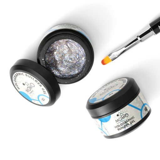 Holographic Builder Gel, Nail Art için Protez Tırnak Jeli No.02, Glitter Mavi Simli, 10 gr - Görsel 6